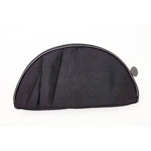 Giorgio Armani Parfums Black Ribbed Pleated Half Moon Cosmetic Bag Pouch GA Logo